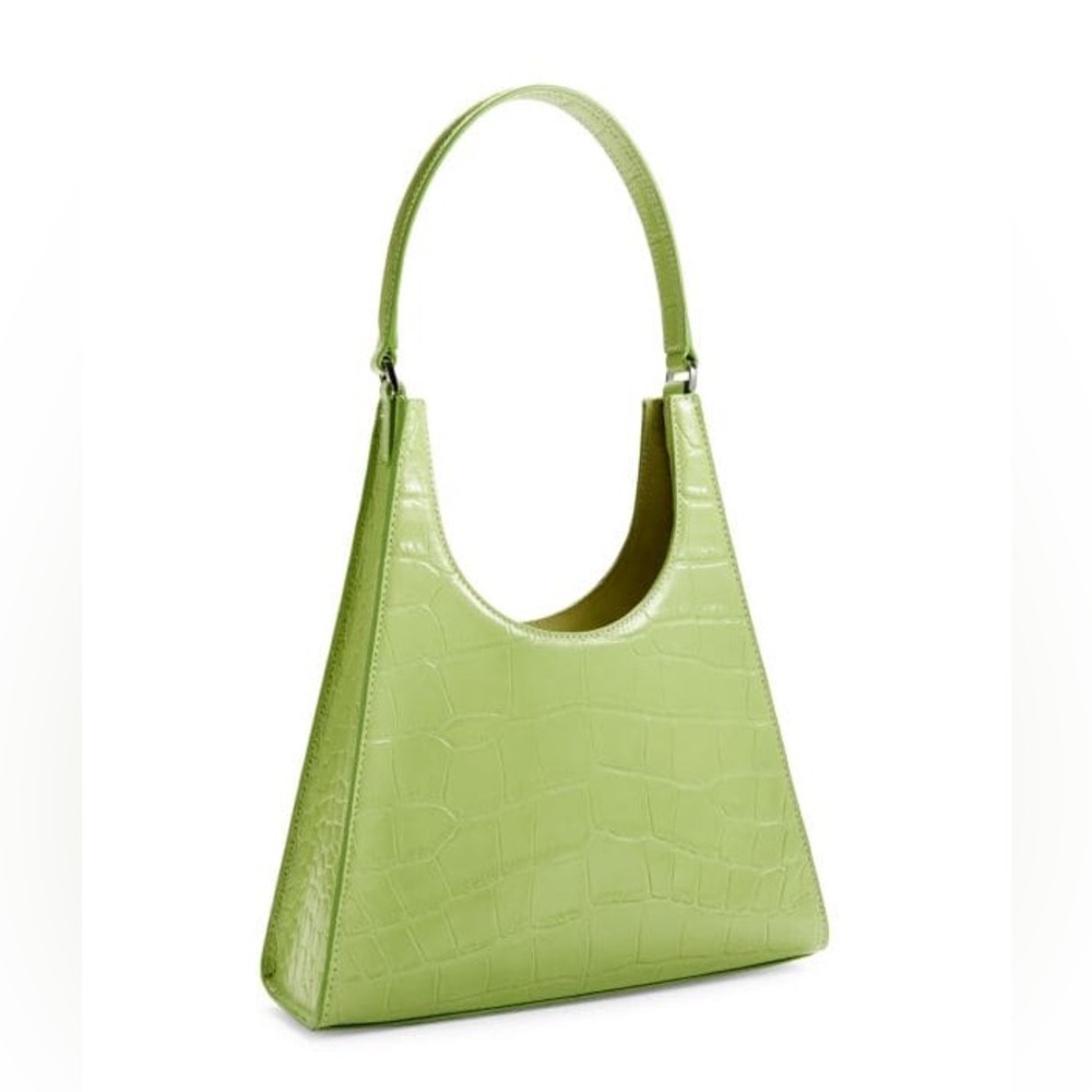 STAUD Rey Croc Embossed Leather Shoulder Bag NWT